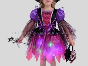 pink & purple witch costume for girl in bulk