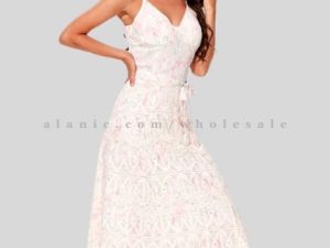 creamy white deep v-neck designer maxi dress in bulk