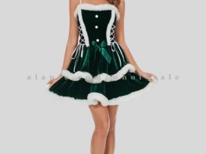 green sleeveless christmas party dress for womens in bulk