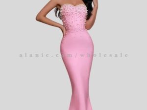 pink off shoulder long beauty dress manufacturer