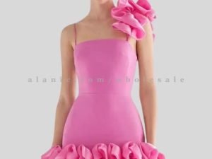 wholesale pink ruffle beauty dress for women