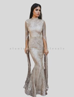 silver with golden sequin lace dress in bulk