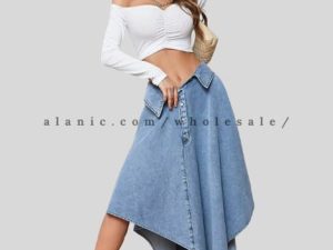 wholesale flipped waist designer denim skirt