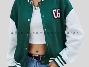 green & white varsity jacket for women manufacturer