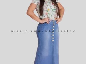 wholesale light blue plus size women jeans skirt