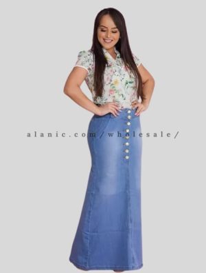 wholesale light blue plus size women jeans skirt