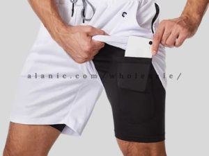 white mens short with mobile holder manufacturer