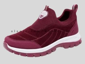 maroon comfy velvet walking shoes supplier