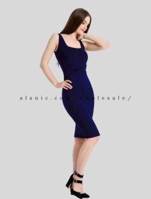 dark blue square neck bodycon dress bulk