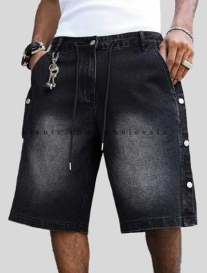 black mens jorts with adjustable lace supplier