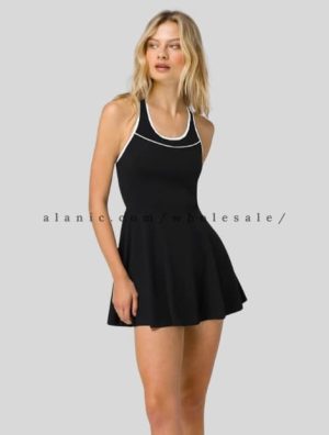 black round neck one piece tennis skort vendor