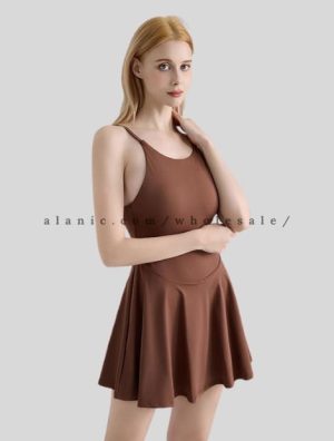 wholesale brown round neck one piece skort