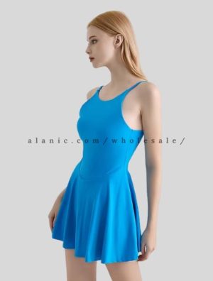 neon blue sleeveless one piece skort supplier