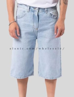 wholesale sky blue soft denim jorts for men