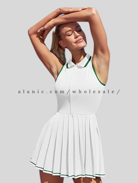 wholesale white & green line added one piece skort