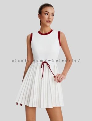 white with red border one piece skort supplier