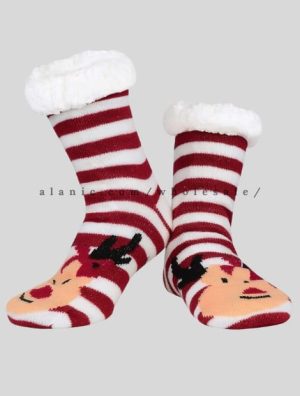 cartoon pattern sherpa socks for christmas in bulk