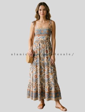 wholesale printed cotton maxi dresses