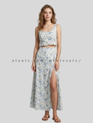 wholesale cotton two piece dress for summer