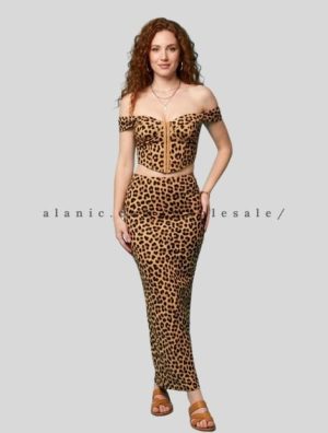 leopard printed two piece set manufacturer