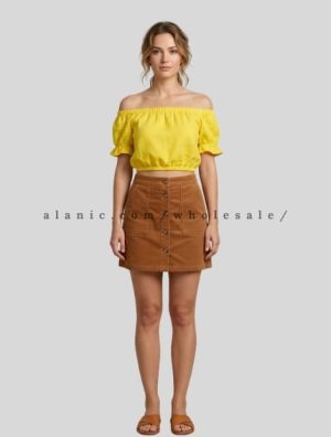 wholesale off shoulder crop top and mini skirt