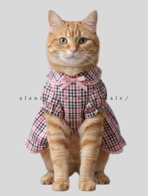 pink plaid summer dress for cat manufacturer