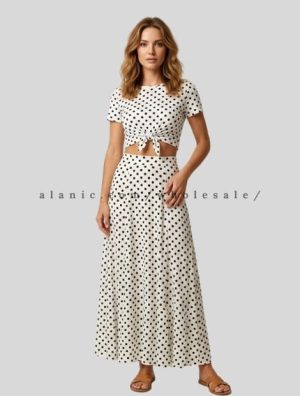 polka dot print two piece dress manufacturer