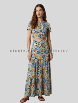 wholesale printed breathable fabric two piece dress