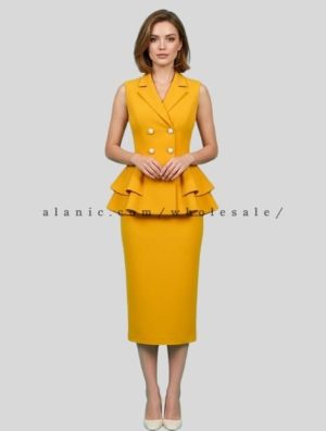 yellow peplum top and pencil skirt supplier