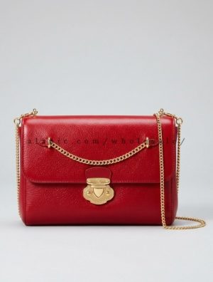 wholesale cherry red chain-detail clutch purses