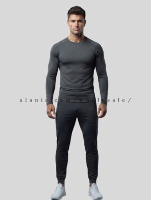 wholesale full sleeve gym tees and tapered joggers