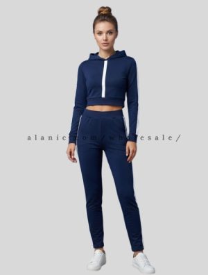 wholesale navy blue tracksuit top and track pant set