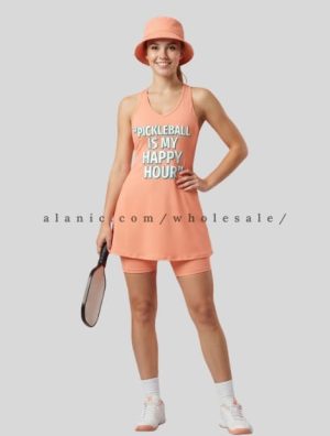 peach one-piece athletic top inner tights and bucket hat supplier