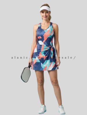 womens side tie-knot sublimation print pickleball dress manufacturer